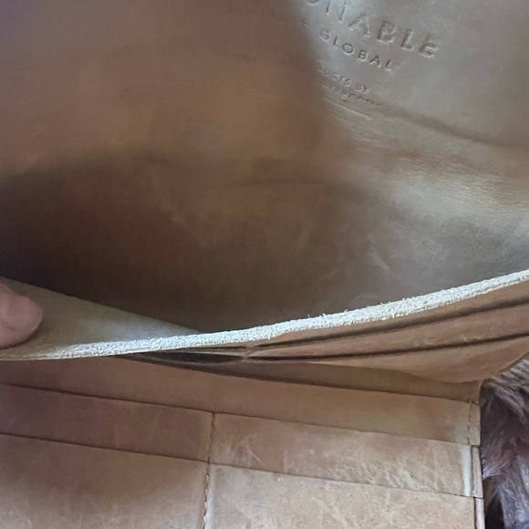 Able Tan Black Genuine Leather Trifold Wallet with Removable Coin Pouch USED - Picture 7 of 9